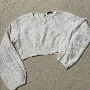 White Textured Women's Crop Top